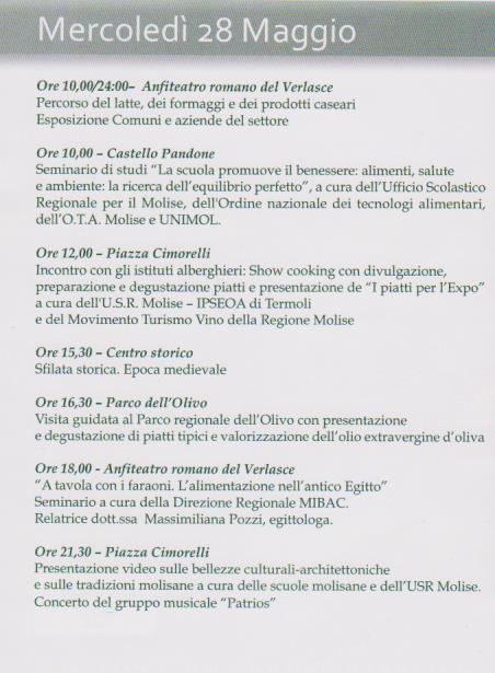 Venafro programma 28 Maggio 2014